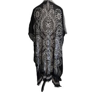 American Eagle cotton swim cover up kimono one size black and white shall beach